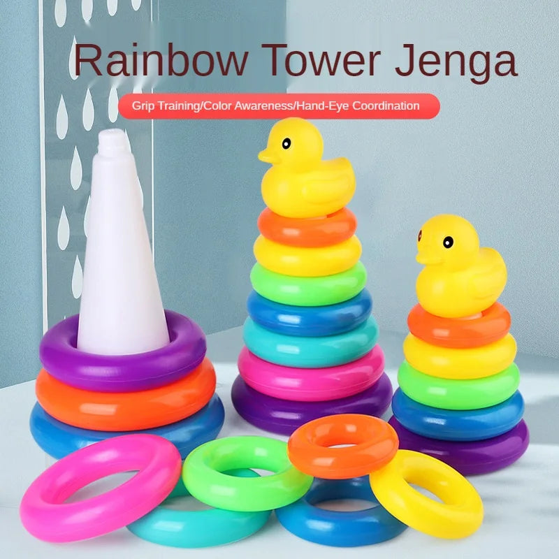 Animal Rainbow Stacking Ring Tower Stapelring Kids Montessoris Toys Early Education Teaching Aids Wood Baby Toys Gift Stack