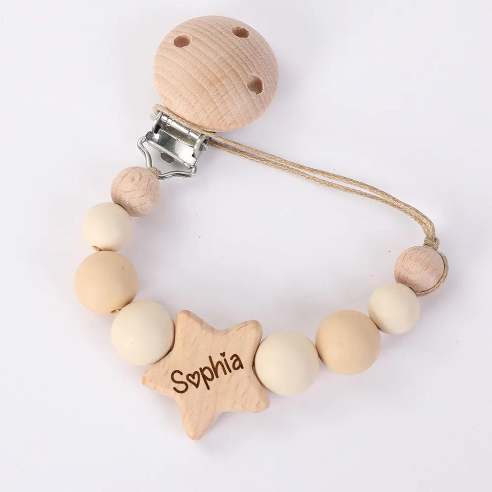 Personalized Baby Pacifier Clip Custom Name Infant Dummy Clip Baby Souvenir Newborn Gift Wood Baby Supplies New Mother Gift
